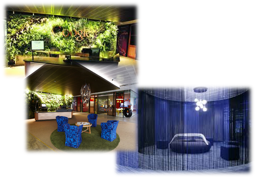 Base build - entire building interior lining, Metal pan ceiling (sourced by us from overseas) - Google HQ complete interior fitout..